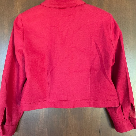 Bridgewater Classics Cranberry Red 100% Wool Bomber Jacket Coat Lightweight - Picture 12 of 15